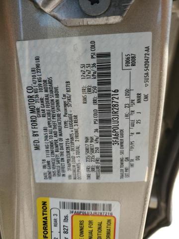 3FA6P0LU3JR287216 Ford Fusion Se Hybrid