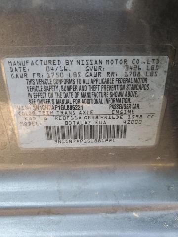 3N1CN7AP1GL886221 Nissan VERSA S