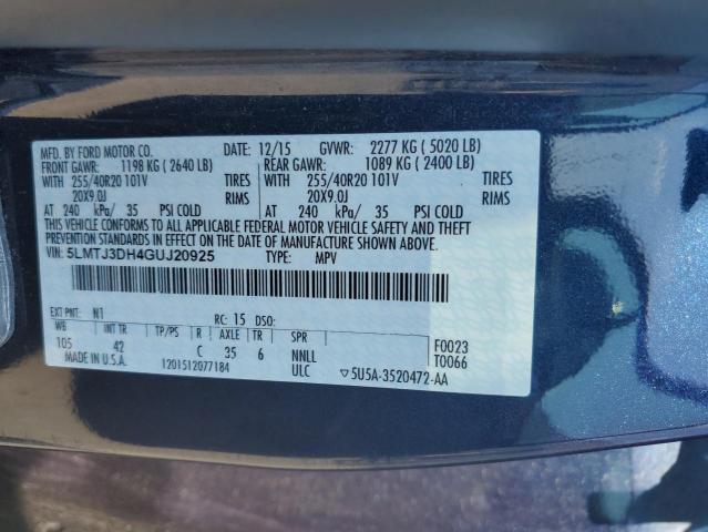 2016 LINCOLN MKC RESERV - 5LMTJ3DH4GUJ20925