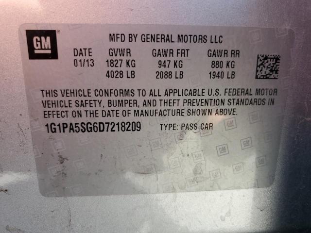 2013 Chevrolet Cruze Ls VIN: 1G1PA5SG6D7218209 Lot: 63445703