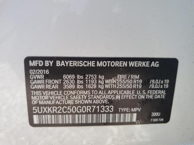 5UXKR2C50G0R71333 2016 BMW X5, photo no. 13