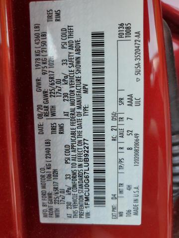 1FMCU0G67LUB92277 Ford ESCAPE SE