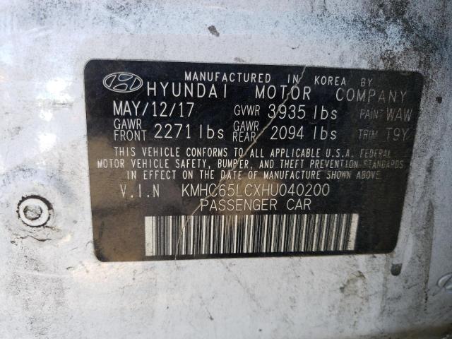 2017 HYUNDAI IONIQ BLUE - KMHC65LCXHU040200