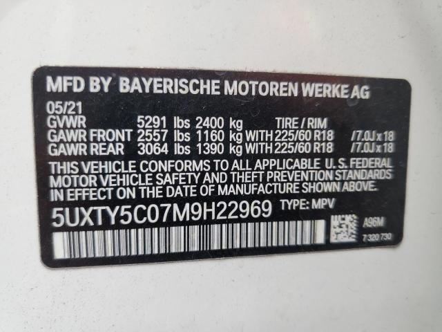 5UXTY5C07M9H22969 2021 BMW X3, photo no. 13