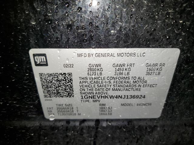 1GNEVHKW4NJ136924 Chevrolet Traverse  13