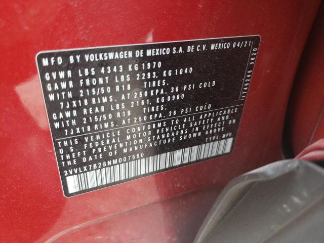 2022 VOLKSWAGEN TAOS SE IQ - 3VVLX7B26NM007590