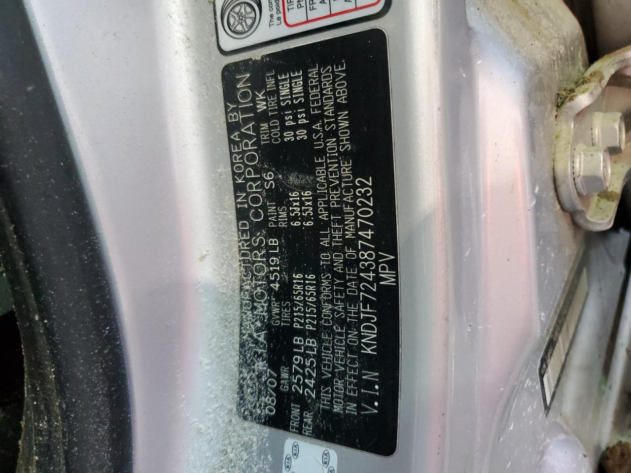 KNDJF724387470232 2008 Kia Sportage Lx