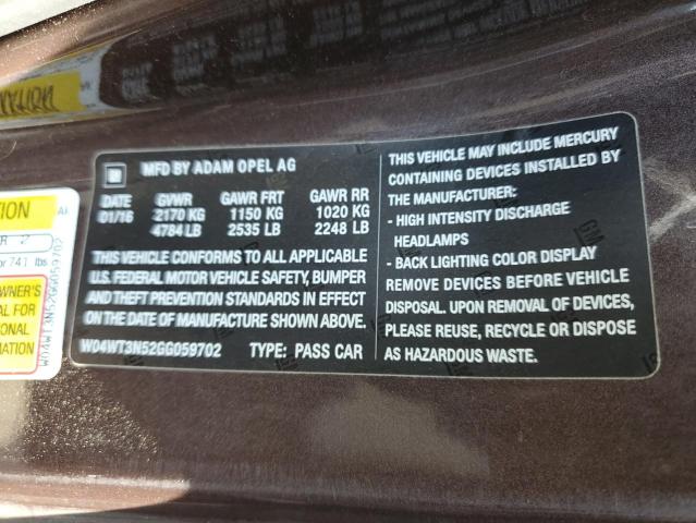 2016 BUICK CASCADA PR W04WT3N52GG059702