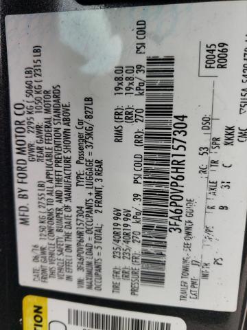 3FA6P0VP6HR157304 Ford Fusion Sport