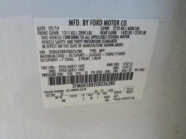 2FMGK5B82EBD26280 Ford FLEX SE