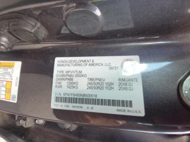 2022 HONDA PILOT TOUR - 5FNYF6H69NB500518