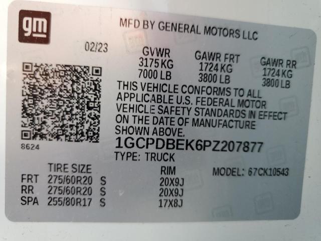 1GCPDBEK6PZ207877 Chevrolet Silverado K1500 Custom