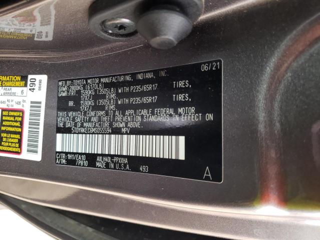 5TDYRKEC6MS055594 Toyota SIENNA XLE