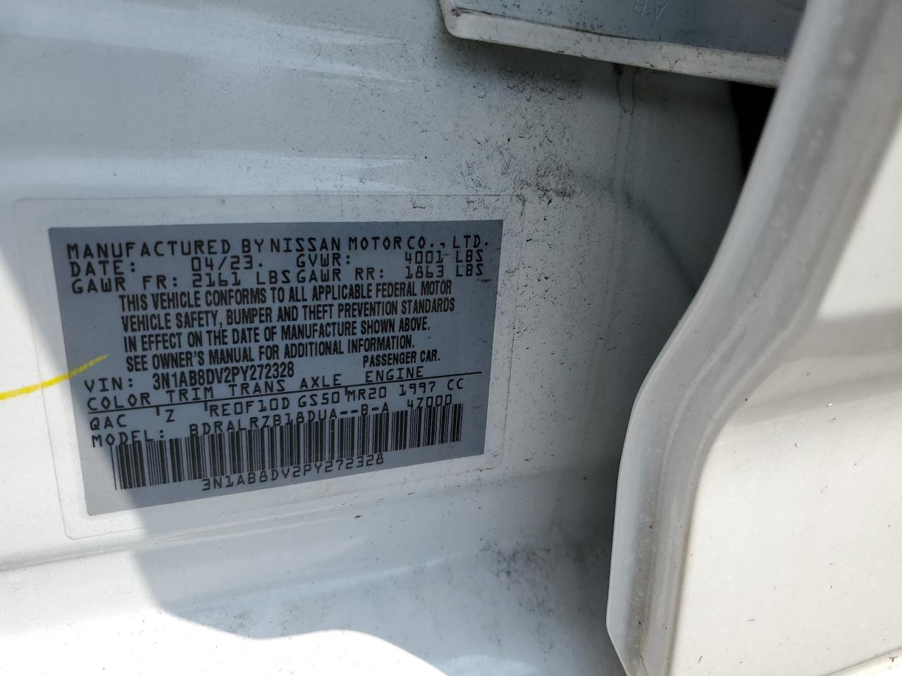 P 2023 Nissan Sentra, Sv Xtronic Cvt | 3N1AB8CV3PY228839 | Bid