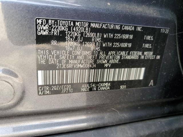 2021 TOYOTA RAV4 XSE 2T3E6RFV9MW008434  68574894