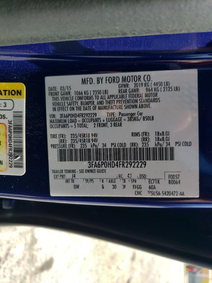 Lot #3031379694 2015 FORD FUSION SE