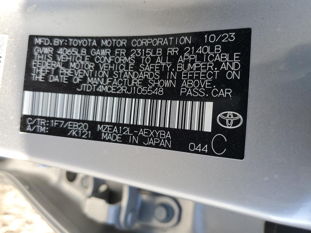 Lot #2955472556 2024 TOYOTA COROLLA XS