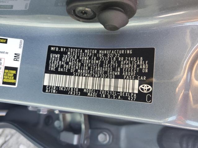 2022 TOYOTA COROLLA LE - 5YFEPMAE7NP307309