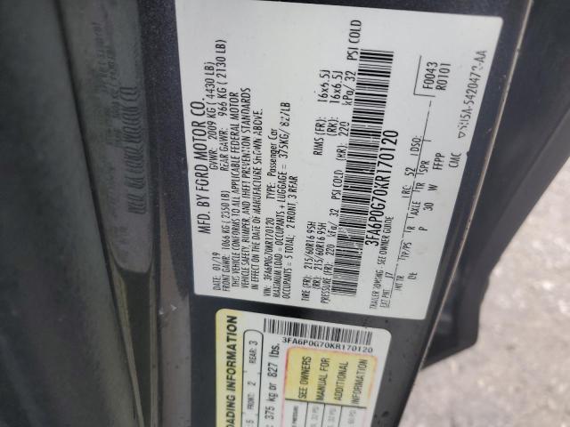 VIN 3FA6P0G70KR170120 2019 Ford Fusion, S no.12