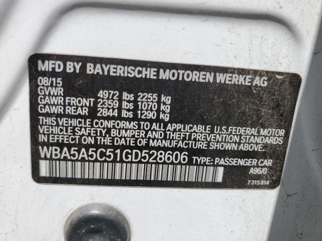 VIN WBA5A5C51GD528606 2016 BMW 5 Series, 528 I no.12