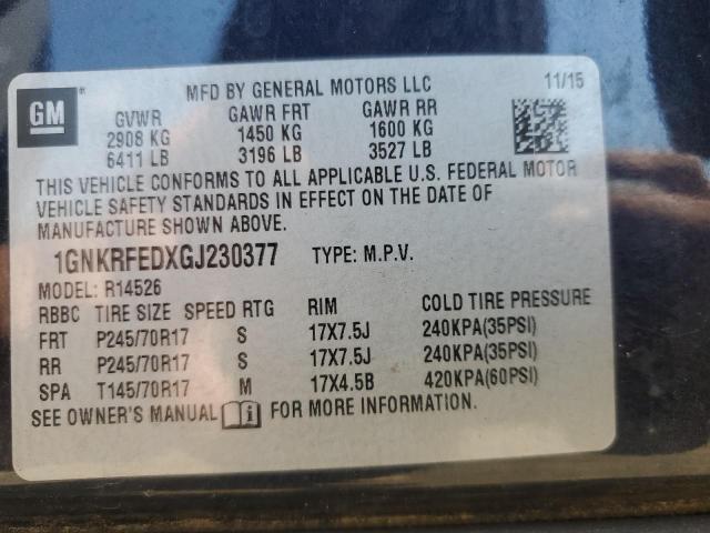 2016 CHEVROLET TRAVERSE L - 1GNKRFEDXGJ230377