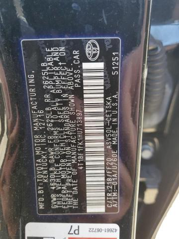 VIN 4T1BF1FK1HU713897 2017 Toyota Camry, LE no.12