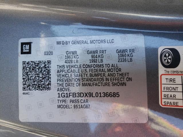 2020 CHEVROLET CAMARO LS - 1G1FB3DX9L0136685
