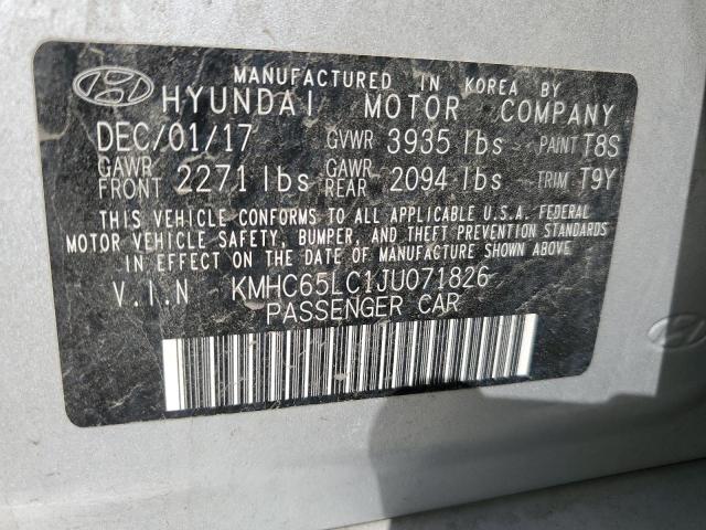 2018 HYUNDAI IONIQ BLUE - KMHC65LC1JU071826