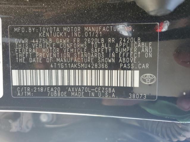 VIN 4T1G11AK5MU428366 2021 Toyota Camry, SE no.13