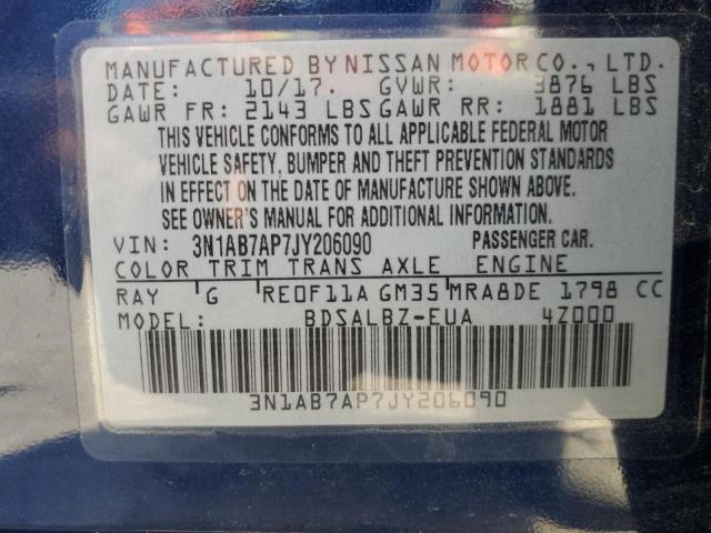 2018 NISSAN SENTRA S - 3N1AB7AP7JY206090