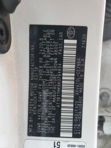 2019 TOYOTA CAMRY L - 4T1B11HK6KU764654