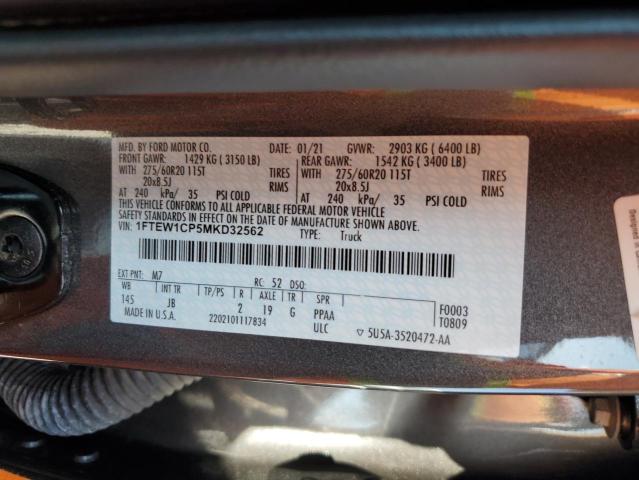 2021 FORD F150 SUPER - 1FTEW1CP5MKD32562