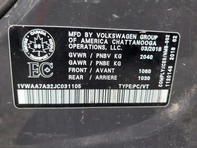 2018 VOLKSWAGEN PASSAT S - 1VWAA7A32JC031105