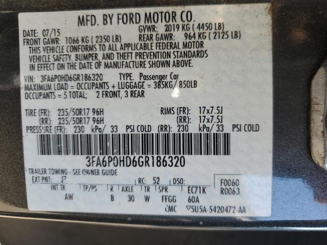 VIN 3FA6P0HD6GR186320 2016 Ford Fusion, SE no.13