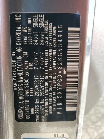 2019 KIA SORENTO L - 5XYPGDA32KG534916