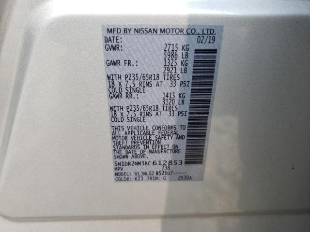 2019 NISSAN PATHFINDER - 5N1DR2MM3KC612853