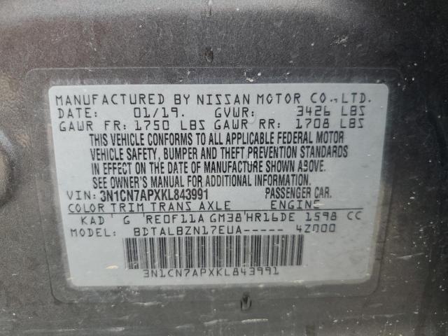 2019 NISSAN VERSA S - 3N1CN7APXKL843991