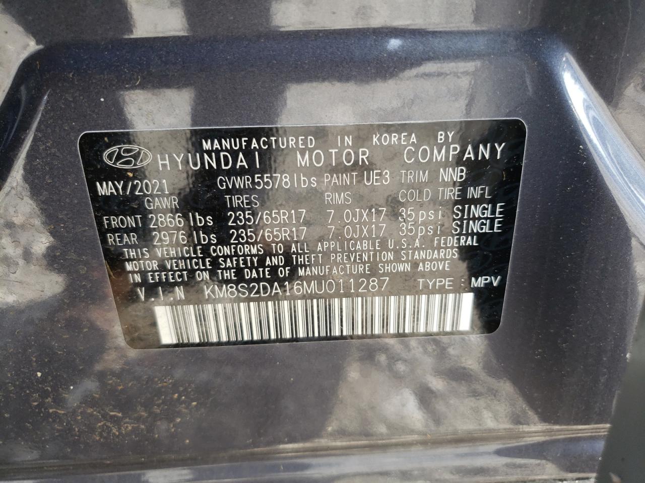 Lot #3033348804 2021 HYUNDAI SANTA FE B