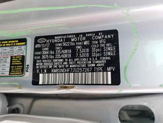 2018 HYUNDAI SANTA FE S - KM8SNDHF7JU257267