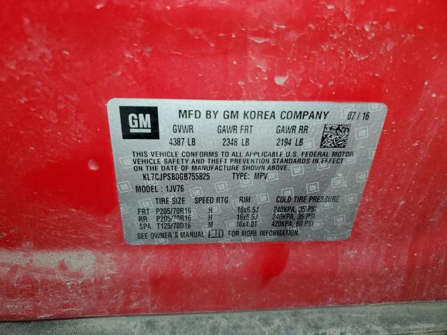 2016 CHEVROLET TRAX 1LT - KL7CJPSB0GB755825