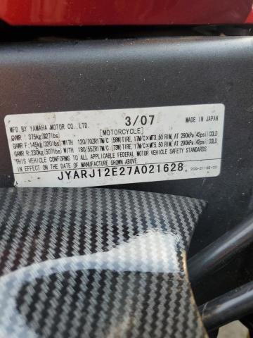2007 YAMAHA YZFR6 L JYARJ12E27A021628