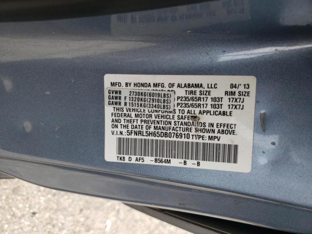 VIN 5FNRL5H65DB076910 2013 Honda Odyssey, Exl no.13