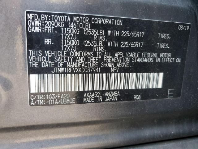 2019 TOYOTA RAV4 XLE - JTMW1RFVXKD037941