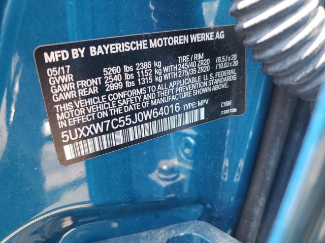 VIN 5UXXW7C55J0W64016 2018 BMW X4, Xdrivem40I no.12