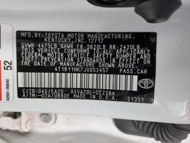 2018 TOYOTA CAMRY L - 4T1B11HK7JU052457