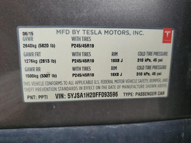 2015 TESLA MODEL S 85 5YJSA1H20FF093596