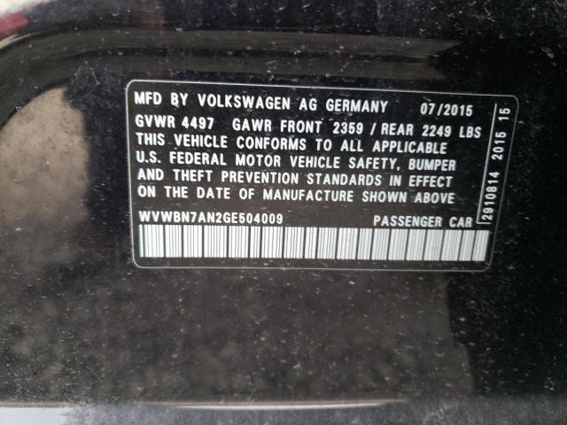 2016 VOLKSWAGEN CC BASE - WVWBN7AN2GE504009