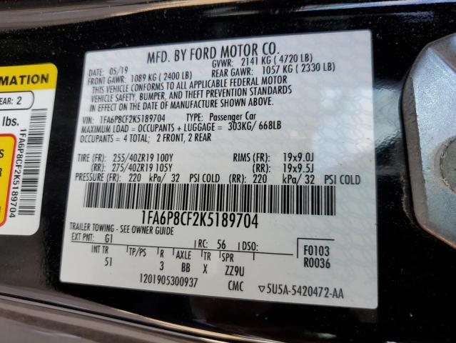 2019 FORD MUSTANG GT - 1FA6P8CF2K5189704