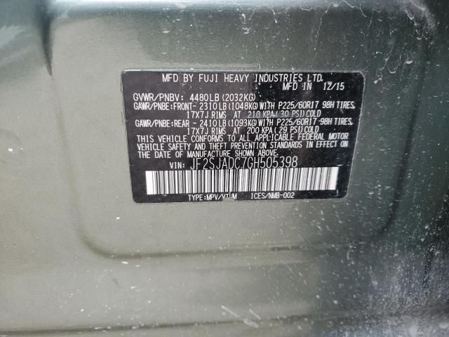 2016 SUBARU FORESTER 2 - JF2SJADC7GH505398