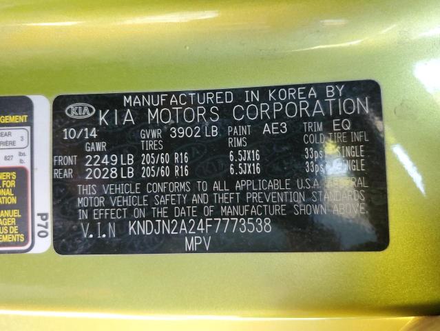 VIN KNDJN2A24F7773538 2015 KIA Soul no.12